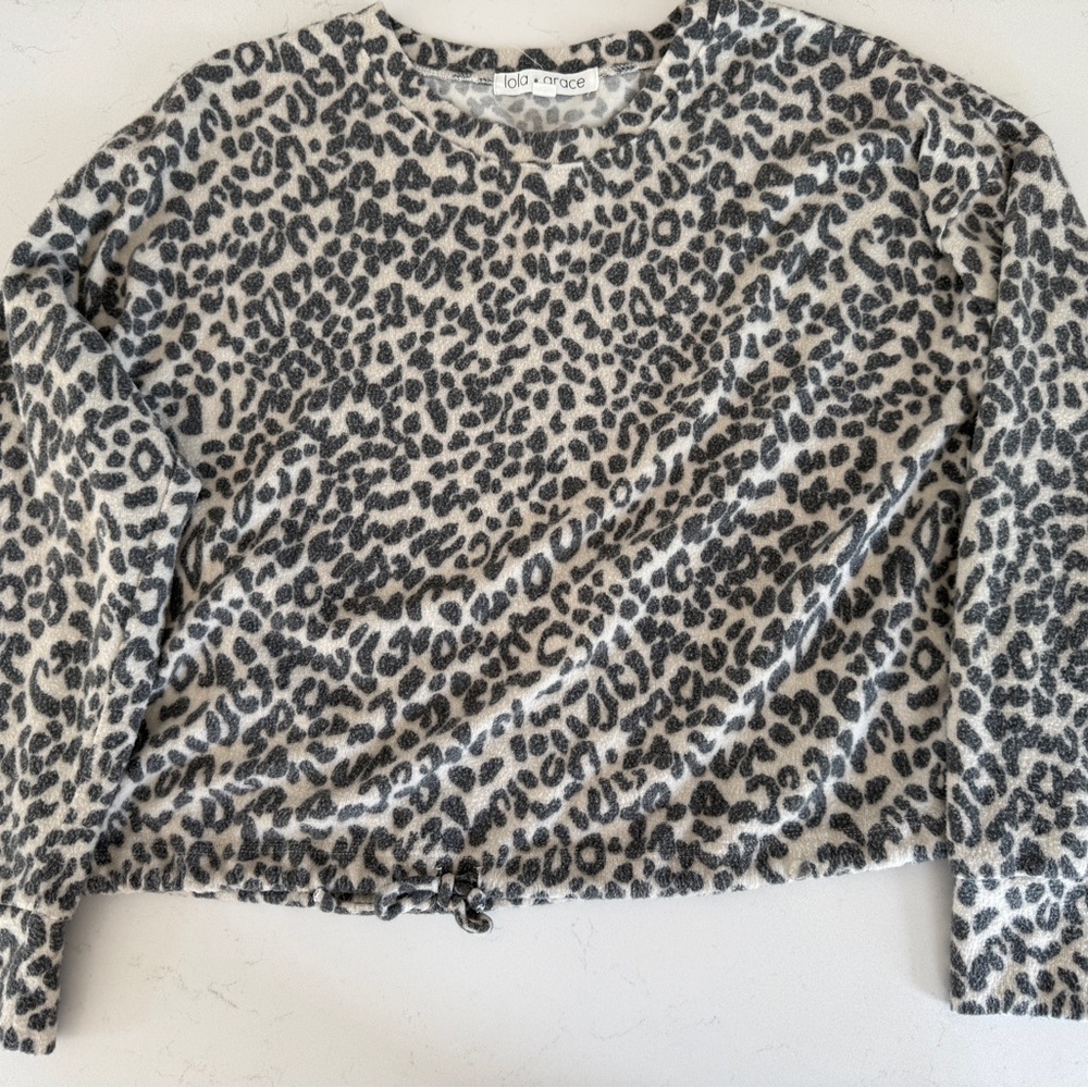 Leopard Print Long Sleeve Fuzzy Top